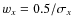 $w_x=0.5/\sigma_x$