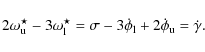 \begin{displaymath}2\omega_{\rm u}^\star - 3\omega_{\rm l}^\star = \sigma - 3\dot{\phi}_{\rm l}+
2\dot{\phi}_{\rm u}= \dot{\gamma}.
\end{displaymath}