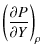 $\displaystyle \left(\partial P\over\partial Y\right)_\rho$