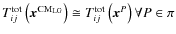 $T_{{ij}}^{{\rm tot}} \left( {{\vec{x}}^{{\rm CM}_{{\rm LG}} } } \right) \cong T_{{ij}}^{{\rm tot}} \left( {{\vec{x}}^{{P}} } \right)\forall P \in \pi $