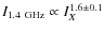 $I_{1.4~\rm GHz}\propto I_X^{1.6\pm 0.1}$