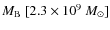 $M_{\rm B}\ [2.3\times 10^9 ~M_{\odot}]$