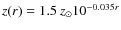 $z(r)=1.5~z_{\odot}10^{-0.035r}$