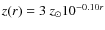 $z(r)=3~z_{\odot}10^{-0.10r}$