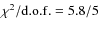 $\chi^2/{\rm d.o.f.}=5.8/5$