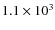 $1.1 \times 10^{3}$