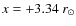 $x=+3.34~r_{\odot}$