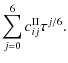 $\displaystyle \sum_{j=0}^{6}c^{\rm II}_{ij} \tau^{j/6} .$