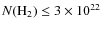$N({\rm H}_2) \le 3 \times 10^{22}$