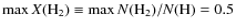 $\max{X({\rm H}_2)} \equiv \max{N({\rm H}_2)/N({\rm H)}}=0.5$