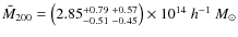 $\bar{M}_{200} = \big(2.85^{+0.79~
+0.57}_{-0.51~ -0.45} \big) \times 10^{14}~h^{-1}~M_\odot$