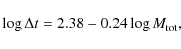 \begin{displaymath}\log \Delta t = 2.38 - 0.24 \log M_{\rm tot},
\end{displaymath}
