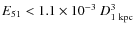 ${E_{51}} < 1.1 \times
10^{-3}~{D_{1\rm ~kpc}^3}$