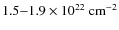 $1.5 {-} 1.9 \times
10^{22}~{\rm cm}^{-2}$