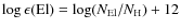 $\log\epsilon{\rm (El)} = \log(N_{\rm El}/N_{\rm H})+12$