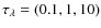 $\tau _\lambda =(0.1,1,10)$