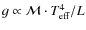 $g \propto \mathcal{M}\cdot T_{\rm eff}^{4}/L$