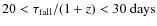 $20<\tau_{\rm fall}/(1+z)<30~{\rm days}$
