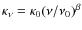 $\kappa_{\nu}=\kappa_0 (\nu/\nu_0)^{\beta}$