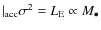 $\vert _{\rm acc}\sigma ^{2} = L_{\rm E}\propto M_{\bullet}$