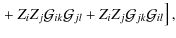 $\displaystyle \left.
+~ Z_{i}Z_{j}\mathcal{G}_{ik}\mathcal{G}_{jl}+Z_{i}Z_{j}\mathcal{G}_{jk}\mathcal{G}_{il}
\right],$