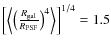 $\left[\left<\left(\frac{R_{\rm gal}}{R_{\rm PSF}}\right)^4\right>\right]^{1/4}=1.5$