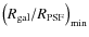 $\left(R_{\rm gal}/R_{\rm PSF}\right)_{\rm min}$