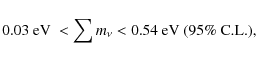 \begin{displaymath}0.03~\mbox{eV}~ < \sum m_\nu < 0.54~\mbox{eV (95\% C.L.)},
\end{displaymath}