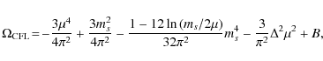 \begin{displaymath}\Omega _{\rm CFL}\!=\!-\frac{3\mu ^{4}}{4\pi ^{2}}+\frac{3m_{...
...{32\pi ^{2}}m_{s}^{4}-\frac{3}{\pi
^{2}}\Delta ^{2}\mu ^{2}+B,
\end{displaymath}