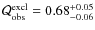 $\mathcal{Q}_{\rm obs}^{\rm excl}=0.68^{+0.05}_{-0.06}$