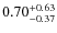 $\rm0.70_{-0.37}^{+0.63}$