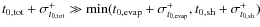$t_{0,{\rm tot}}+\sigma_{t_{0,{\rm tot}}}^+\gg {\rm min}(t_{0,{\rm evap}}+\sigma_{t_{0,{\rm evap}}}^+,t_{0,{\rm sh}}+\sigma_{t_{0,{\rm sh}}}^+)$