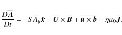 \begin{displaymath}\frac{D \overline{\bm A}}{Dt} = -S \overline{A}_y \hat{\bm{x}...
...\overline{\bm{u} \times \bm{b}} - \eta \mu_0 \overline{\bm J}.
\end{displaymath}