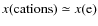 $x({\rm cations})\simeq
x({\rm e})$