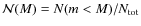 $\mathcal{N}(M)=N(m<M)/N_{\rm tot}$