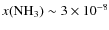 $x({\rm NH_3})\sim3\times10^{-8}$