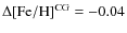 $\Delta {\rm [Fe/H]}^{\rm CG}=-0.04$