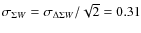 $\sigma_{\Sigma W}=\sigma_{\Delta\Sigma W}/\sqrt{2} = 0.31$