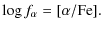 $\displaystyle \log f_\alpha= {\rm [}\alpha\rm {/Fe]}.$