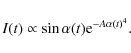 \begin{displaymath}I(t)\propto \sin\alpha(t) {\rm e}^{-A\alpha(t)^{4}}.
\end{displaymath}