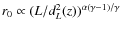 $r_0\propto (L/d^2_L(z))^{\alpha(\gamma-1)/\gamma}$