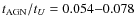 $t_{\rm AGN}/t_U = 0.054{-}0.078$