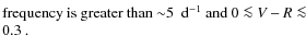 $\textstyle \parbox{70mm}{frequency is greater than ${\sim}5$ ~d$^{-1}$\space and $0\la V-R\la 0.3$ .}$