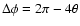 $\Delta \phi = 2\pi - 4 \theta$