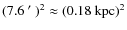 $(7.6~\hbox{$^\prime$ })^2 \approx (0.18~{\rm kpc})^2$