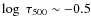 $\log~\tau_{500} \sim
-0.5$