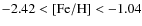 $-2.42<\rm {[Fe/H]}<-1.04$