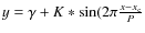 $y = \gamma + K*\sin(2\pi \frac{x - x_{\rm c}}{P}$