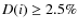 $D(i) \geq 2.5 \%$