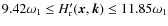 $9.42 \omega_1 \leq H^{\prime}_{\rm r} ({\vec x},{\vec k}) \leq 11.85 \omega_1$